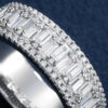 Men’s Triple Row Moissanite Ring with Baguette and Pave Design – Stunning Elegance