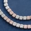 Brilliant 10mm Moissanite Two-Tone Halo Baguette Link Chain Necklace