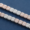 Brilliant 10mm Moissanite Two-Tone Halo Baguette Link Chain Necklace