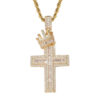 Luxurious Ice Out Baguette Crown Cross Pendant – Trendy Fashion Jewelry