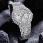 Stylish Men’s Iced Round Cut Watch with Luminous White Dial – Perfect for Any Occasion!