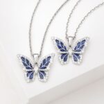 Sparkling Iced Out Moissanite Blue Butterfly Pendant Necklace – Elegant Jewelry Gift