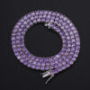 Stunning 5mm Purple Moissanite Diamond Tennis Chain Necklace