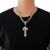 Moissanite Cross Pendant Necklace Set with Ice Out Great Sword Design