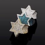 “Stunning Moissanite Star of David Ring in White Gold – Elegant Jewish Jewelry”