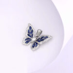 Sparkling Iced Out Moissanite Blue Butterfly Pendant Necklace – Elegant Jewelry Gift