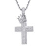 Luxurious Ice Out Baguette Crown Cross Pendant – Trendy Fashion Jewelry