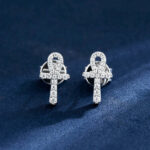 Sparkling Micro Ankh Moissanite Stud Earrings – Elegant & Durable Jewelry