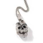 Unique Snake Skull Moissanite Pendant in Luxurious White & Black Gold