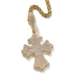 10mm Moissanite Cuban Chain Cross Pendant Set – Elegant & Dazzling Jewelry