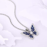 Sparkling Iced Out Moissanite Blue Butterfly Pendant Necklace – Elegant Jewelry Gift