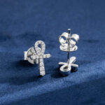 Sparkling Micro Ankh Moissanite Stud Earrings – Elegant & Durable Jewelry