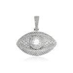 Stunning Moissanite Evil Eye Pendant Necklace with Tennis Chain Set