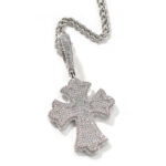 10mm Moissanite Cuban Chain Cross Pendant Set – Elegant & Dazzling Jewelry