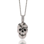 Unique Snake Skull Moissanite Pendant in Luxurious White & Black Gold