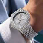 Stylish Men’s Iced Round Cut Watch with Luminous White Dial – Perfect for Any Occasion!