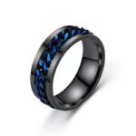 Black Gold Rotating Titanium Steel Cuban Chain Fidget Ring | Stylish Stress Relief Accessory