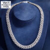 13MM Moissanite Diamond Cuban Chain Necklace | Prong Set Jewelry for Elegance