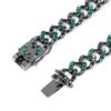 Luxury 11mm Emerald & Black Stone Cuban Chain Necklace Set