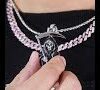 Moissanite Death Skull Pendant with Sickle – Unique Gothic Jewelry