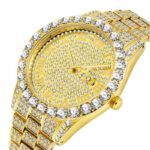 Stylish Gold Iced Roman Numerals Men’s Watch – Luxury Timepiece for Him