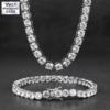 18K White Gold Moissanite Tennis Chain & Bracelet Set – 5mm Premium Quality