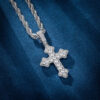 Stunning Clustered Cross Pendant in White Gold with Moissanite Gems