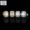 Sparkling Moissanite Emerald Cut Halo Stud Earrings – S925 VVS1, 1CT/2CT Options Available