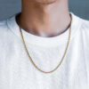 18K Gold Plated 3mm Stainless Steel Men’s Rope Chain Necklace