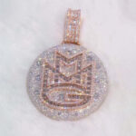 Sparkling Moissanite Circular Pendant with ‘MMG’ Initial Letters