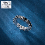 Elegant S925 Black Moissanite 5mm Eternity Ring for Timeless Style