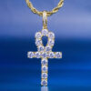 Glittering Moissanite ANKH Cross Pendant in 14K Gold – Iced Out Charm