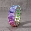 Stunning Emerald Cut S925 Silver Ring – Vibrant & ful Band for Elegance