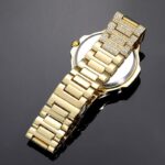 Gold Iced Porthole Shaped Luminous Watch – Luxury Timepiece for Bold Style