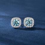 2 Carat S925 Blue Moissanite Square Stud Earrings – VVS1 Quality & Elegance