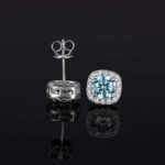 2 Carat S925 Blue Moissanite Square Stud Earrings – VVS1 Quality & Elegance