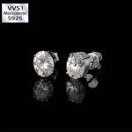 VVS1 Moissanite Oval Cut Stud Earrings in S925 Sterling Silver