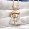 Personalized Moissanite Jesus Pendant Necklace with Rope Chain