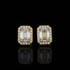 Sparkling Moissanite Emerald Cut Halo Stud Earrings – S925 VVS1, 1CT/2CT Options Available