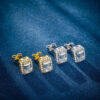 Sparkling Moissanite Emerald Cut Halo Stud Earrings – S925 VVS1, 1CT/2CT Options Available