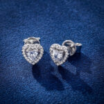 1CT S925 Moissanite Heart-Shaped Halo Earrings – VVS1 Quality Gemstone Jewelry