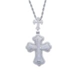 Elegant Iced Princess Cut Moissanite Pendant with Double Cross Design – FREE Chain Included