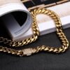 14K Gold 12mm Moissanite Diamond Clasp Miami Cuban Link Chain