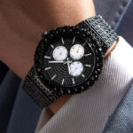 Stylish Men’s Iced Round Cut Watch with Luminous White Dial – Perfect for Any Occasion!