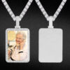 Personalized Iced Out Moissanite Dog Tag Necklace with Custom Photo Pendant