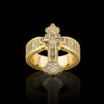 Stunning Moissanite Baguette Cut Cross Ring – Fully Iced Design