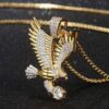 Stylish Iced Flying Eagle Pendant Necklace – Unique Jewelry Design