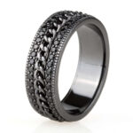 Iced Out Black Gold Moissanite Cuban Link Rotating Men’s Ring