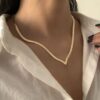 V-Shaped Herringbone Chain Necklace – Stylish Gold Plated Jewelry