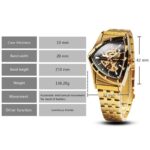 Luxury Triangle Skeleton Automatic Mechanical Watch with Stainless Steel Band